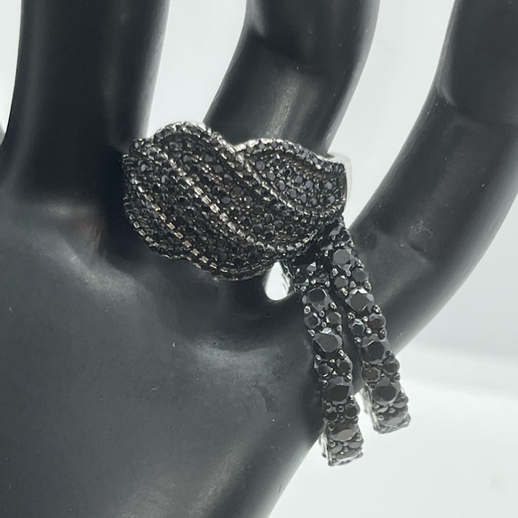 Set of 3 sterling silver black pave CZ rings sizes 7 & 9 - Picture 3 of 16